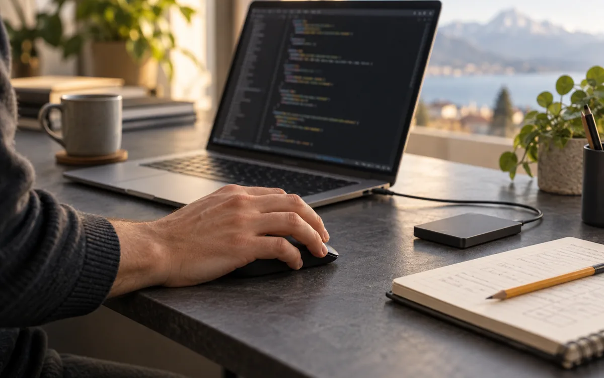 Travail technique sur un ordinateur portable