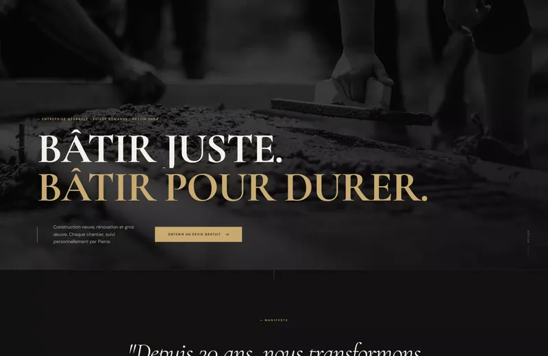 Aperçu de la page d'accueil du site Pierre & Structure